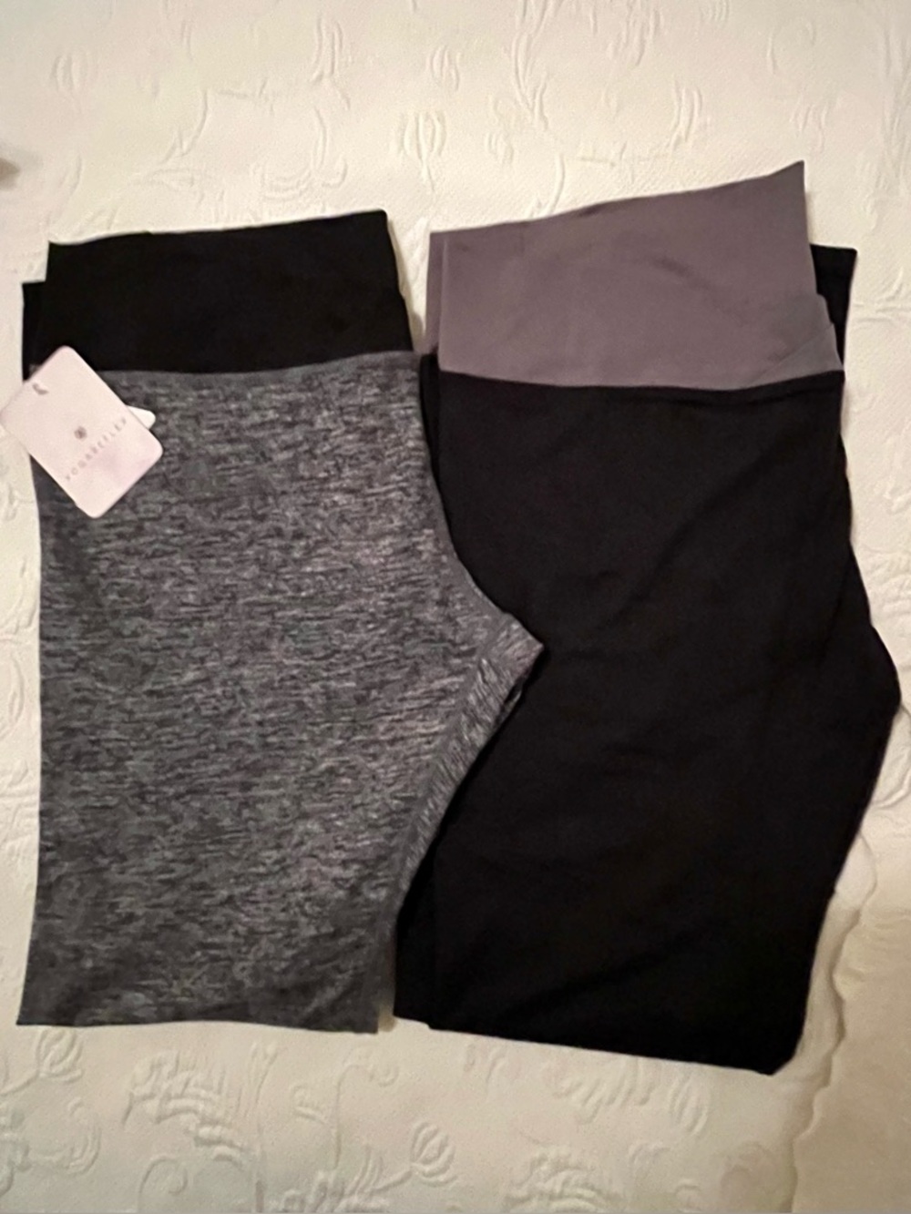 NWT 2 pair Yoga Reflex Activewear Yoga pants/Leggings Black & Gray 2XL